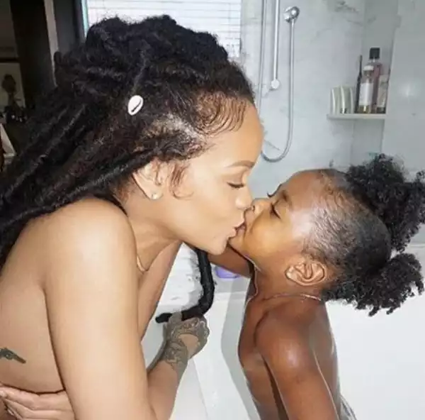 Rihanna kisses her favourite niece Majesty